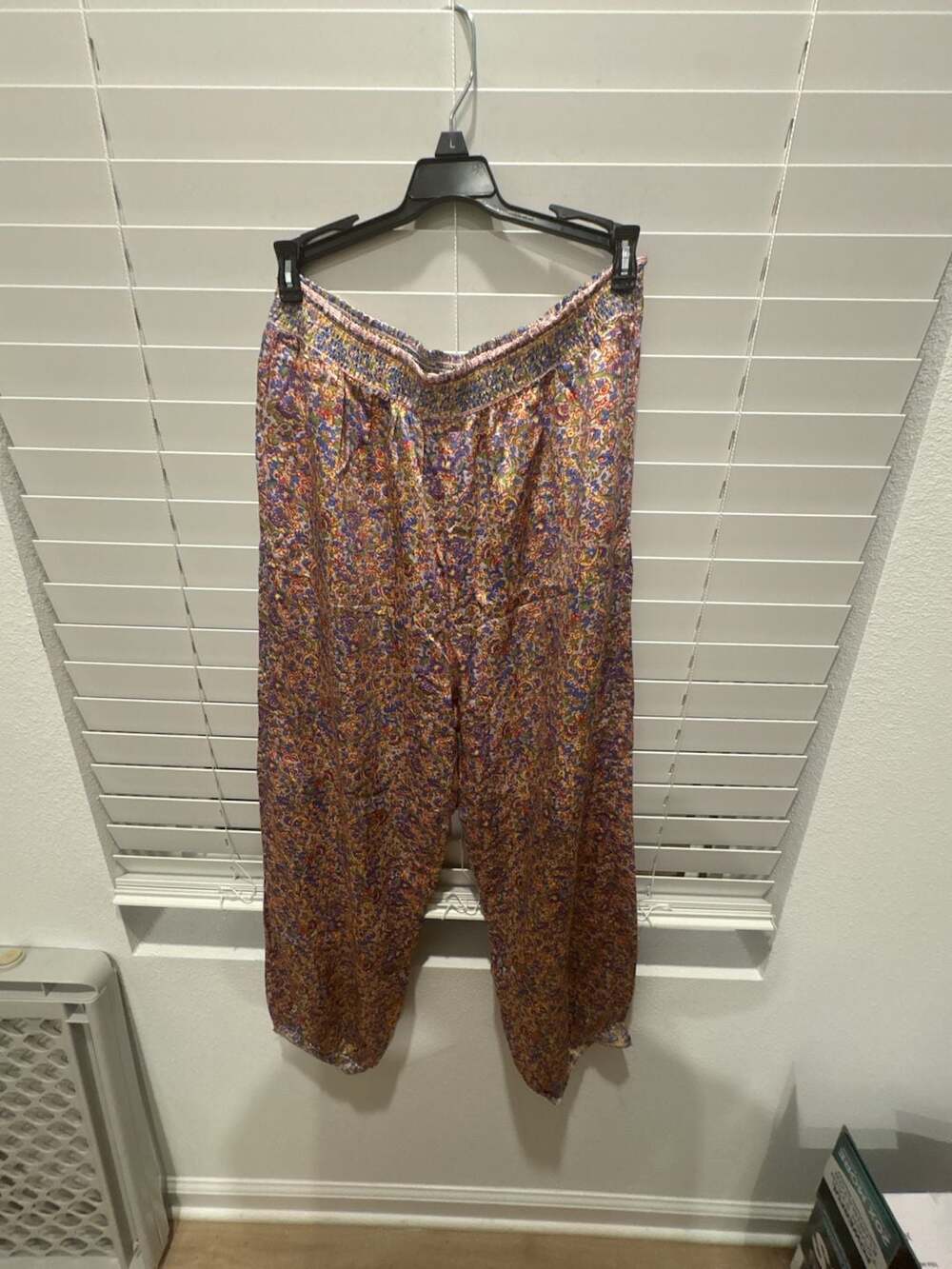 Zara Floral Pants Size M Multi Colorful Satin Lounge